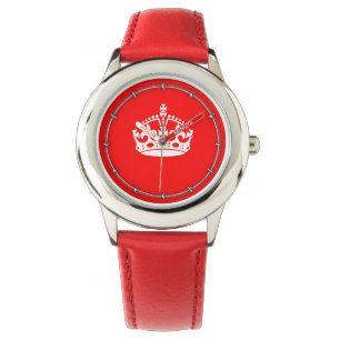 BEHÅLLA LUGN KRONA Symbol på Fire Red Anpassa den Armbandsur