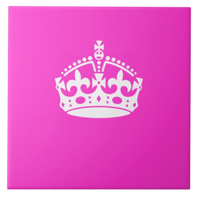 BEHÅLLA LUGN KRONA Symbol på Shock rosa Decor Kakelplatta (Framsidan)