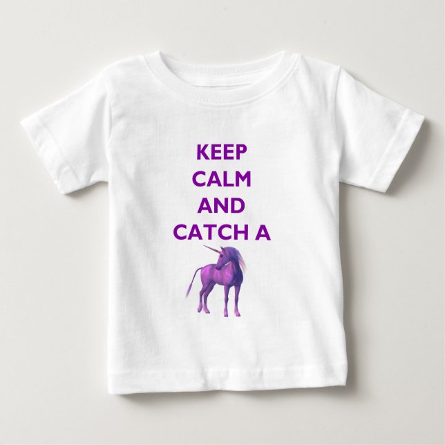 Behålla Lugn, Lila Unicorn Baby Bra Jersey T-Shirt (Framsida)