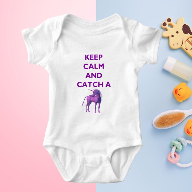 Behålla Lugn, Lila Unicorn Baby Jersey Bodykostym Tee Shirt (Keep Calm, Purple Unicorn Baby Jersey Bodysuit)
