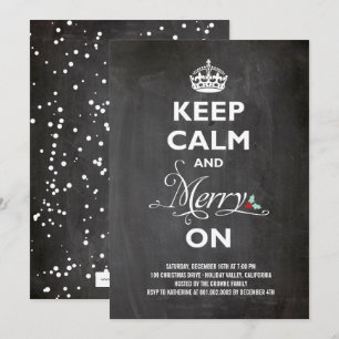 Behålla Lugn Merry on Chalkboard Julfest Inbjudan