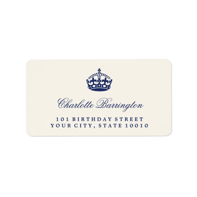 Behålla Lugn Navy Födelsedagsfest Adressetiketters Adressetikett (Framsidan)