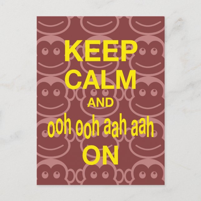 Behålla Lugn och Aah Aah Aah on Monkey Art Print Vykort (Framsida)