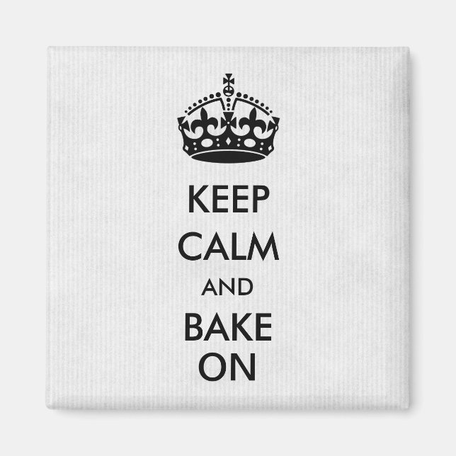 Behålla Lugn och Bake On White Kraft Papper Magnet (Framsidan)