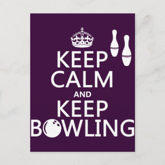 Behålla Lugn och Behålla Bowling - alla färg Vykort