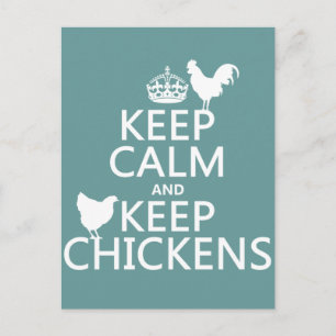 Behålla Lugn och Behålla Chickens (oavsett bakgrun Vykort