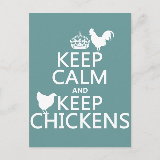 Behålla Lugn och Behålla Chickens (oavsett bakgrun Vykort (Framsida)