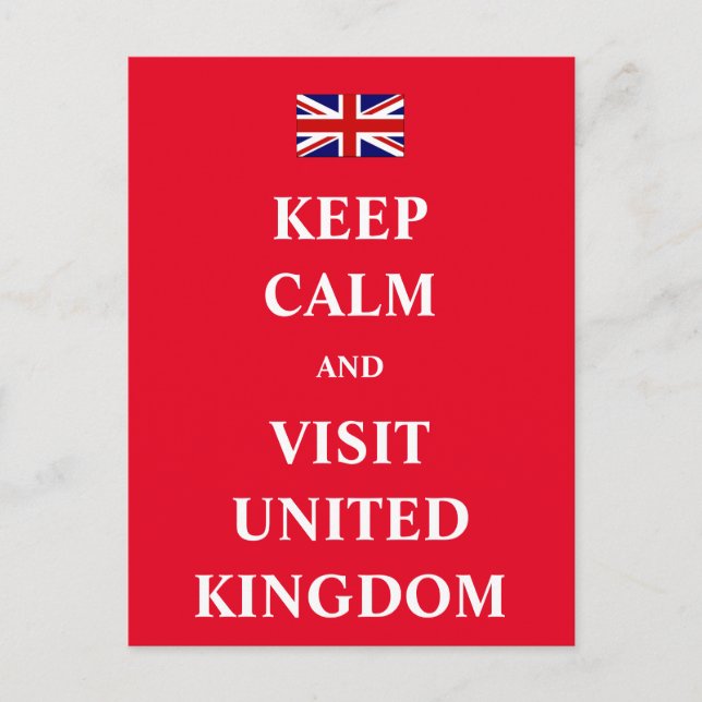 Behålla lugn och besök Förenade kungariket Vykort (Framsida)