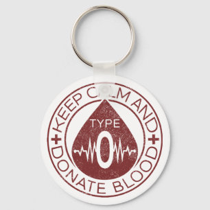Behålla Lugn och blod Emblem Blodtyp O Nyckelring