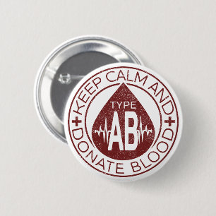 Behålla Lugn och blodgivning Emblem Blodet Typ AB Knapp