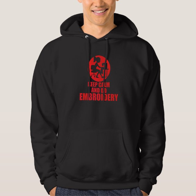 Behålla Lugn och broderier Hoodie (Framsida)