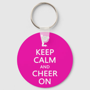 Behålla Lugn och Cheer On, CheerLeaderRosa Nyckelring
