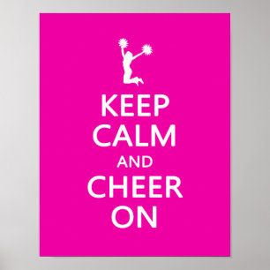 Behålla Lugn och Cheer On, CheerLeaderRosa Poster