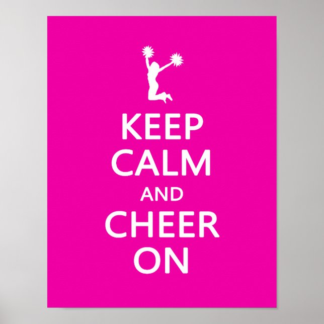 Behålla Lugn och Cheer On, CheerLeaderRosa Poster (Framsidan)
