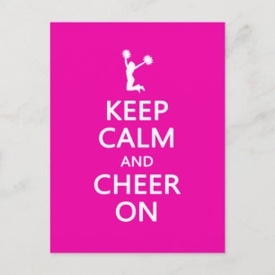 Behålla Lugn och Cheer On, CheerLeaderRosa Vykort
