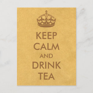 Behålla Lugn och Drink Tea Brown Natural Kraft Pap Vykort