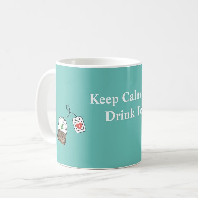 Behålla Lugn och Drink Tea Mint Grönt Färg Kaffemugg (Framsida vänster)