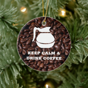 Behålla Lugn och dryck kaffe/kaffepopot Julgransprydnad Keramik