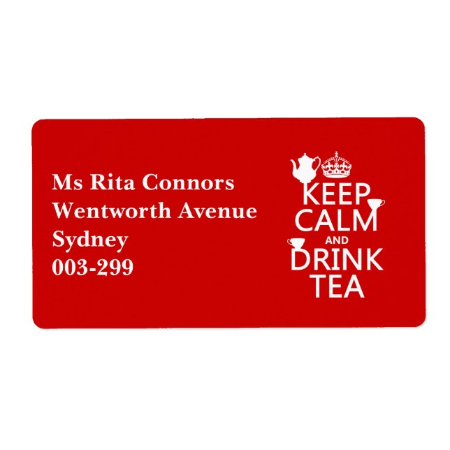 Behålla Lugn och dryck Tea - Allt Färg Fraktsedel (Framsidan)