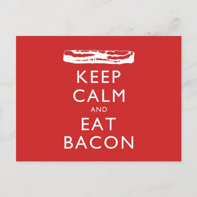Behålla Lugn och eat Bacon Vykort (Framsida)