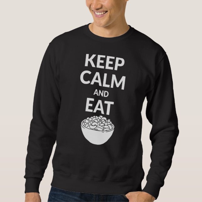 Behålla Lugn och Eat Mac och ost Lång Ärmad Tröja (Framsida)