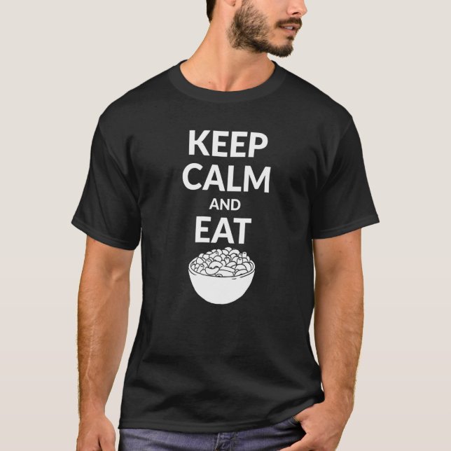 Behålla Lugn och Eat Mac och ost T Shirt (Framsida)