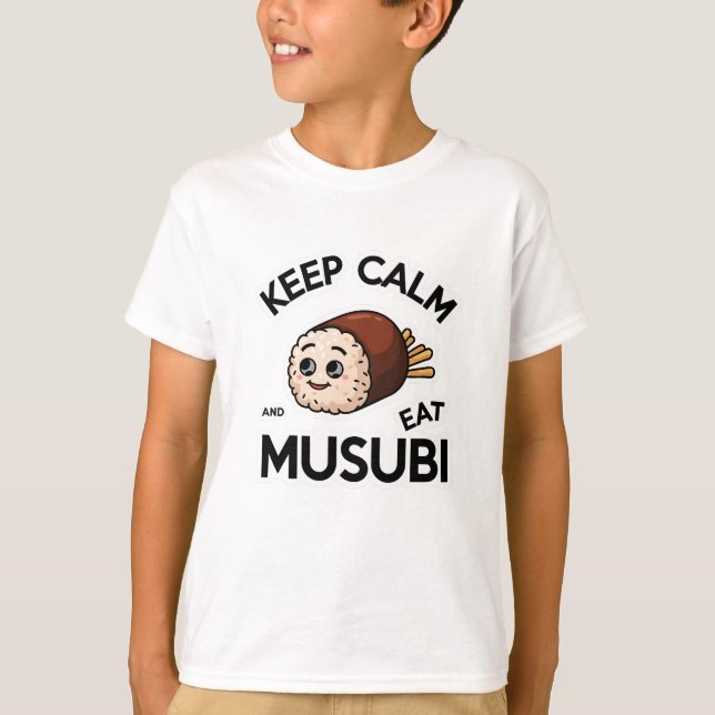 Behålla Lugn och Eat Musubi T Shirt (Framsida)