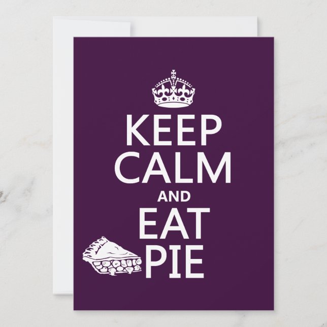 Behålla Lugn och Eat Paj Inbjudningar (Framsida)