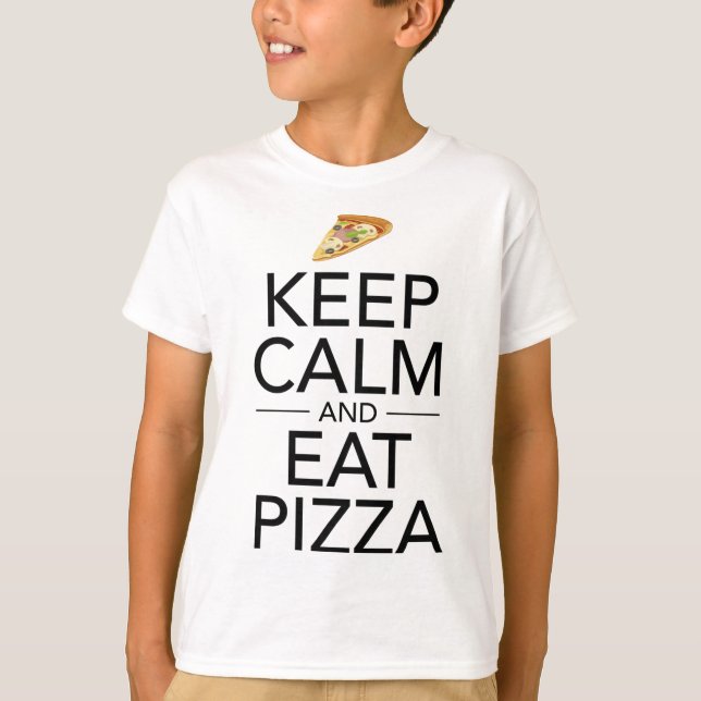 Behålla Lugn och Eat Pizza Funny italiensk mat Äls T Shirt (Framsida)