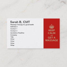 Behålla Lugn och få massage Tidsbeställning Kort