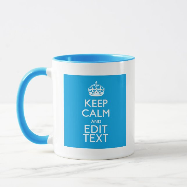 Behålla-Lugn och få texten på Himmel Blue-accent Mugg (Vänster)