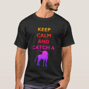 Behålla Lugn och färgfull Unicorn Manar Mörk T-Shi T-shirt