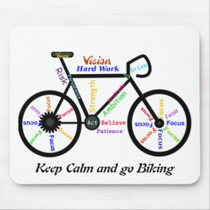 Behålla Lugn och gå till Biking, med Motivational Musmatta