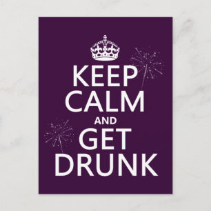 Behålla Lugn och Get Drunk (utbytbart färg) Vykort