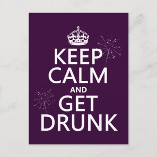 Behålla Lugn och Get Drunk (utbytbart färg) Vykort