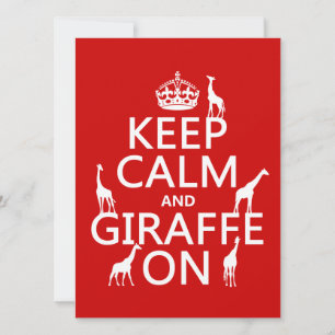 Behålla Lugn och Giraffe On (anpassa färger) Inbjudningar