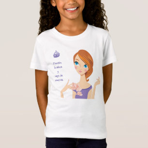 Behålla Lugn och Go Shopping Lila Tecknad Girl Gir T-shirt