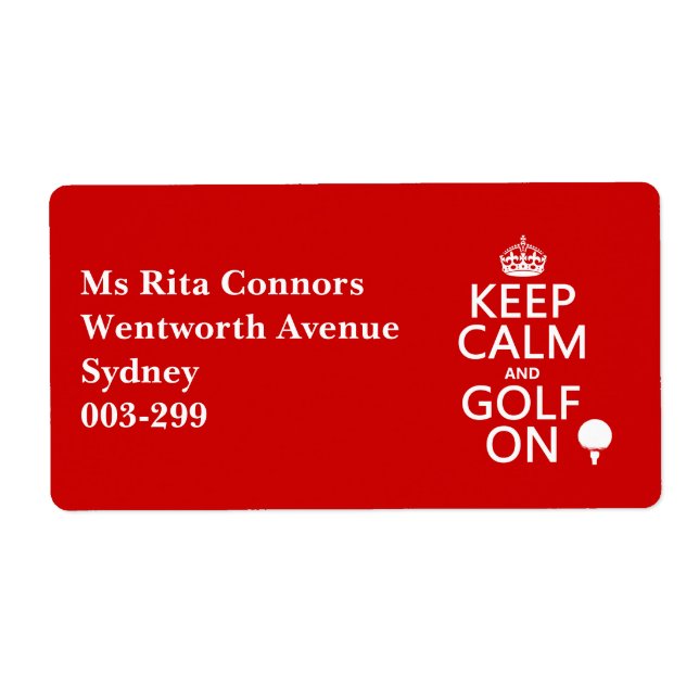 Behålla Lugn och Golf On - finns i alla färg Fraktsedel (Framsidan)
