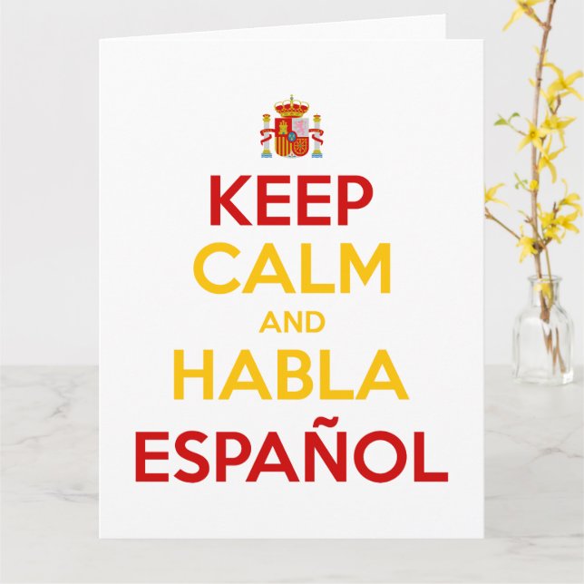 Behålla Lugn och Habla Español Kort (Gul blomma)
