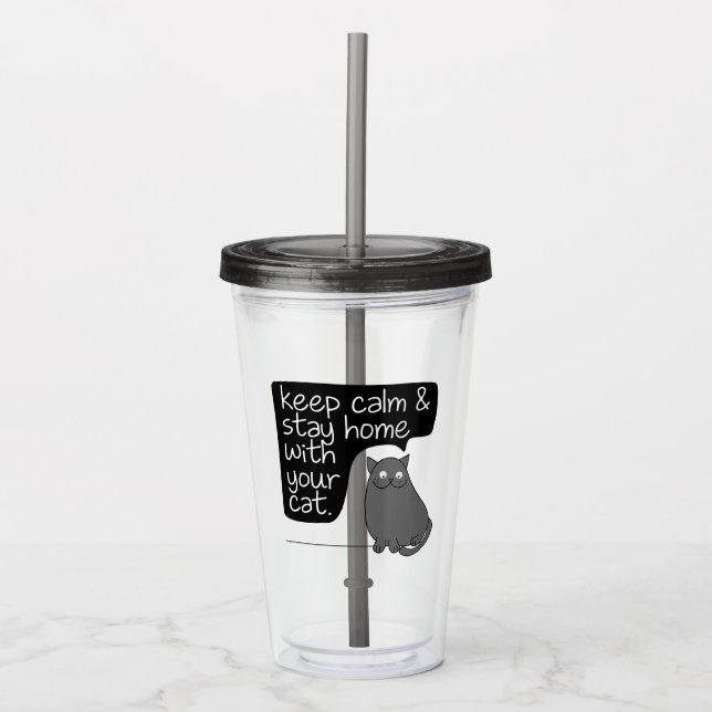 Behålla Lugn och håll dig hemma med din katt Take Away Mugg (Framsida)