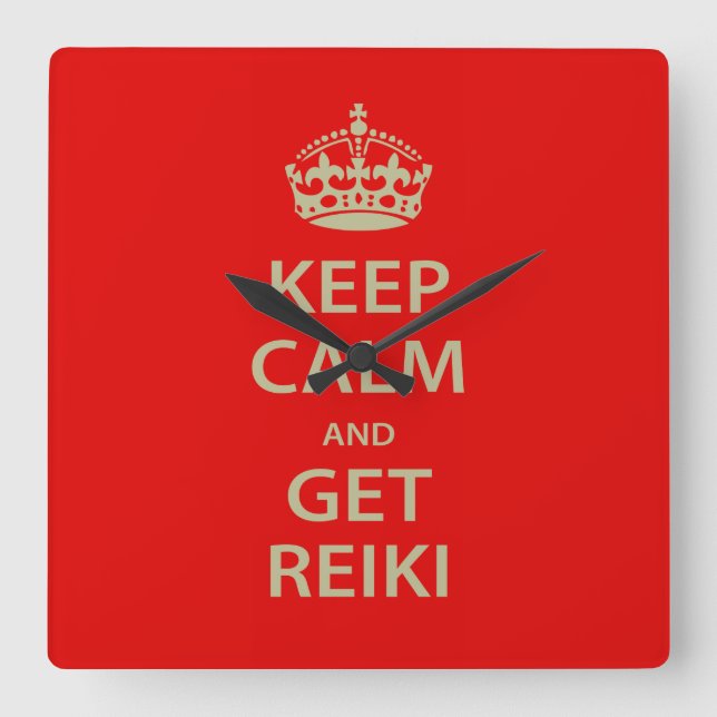 Behålla Lugn och Hämta Reiki Fyrkantig Klocka (Framsida)