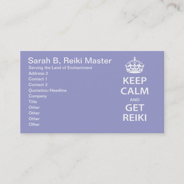 Behålla Lugn och Hämta Reiki Tidsbeställning Kort (Framsida)