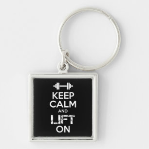 Behålla Lugn och HISS ON - Gym Workout Motivationa Fyrkantig Silverfärgad Nyckelring