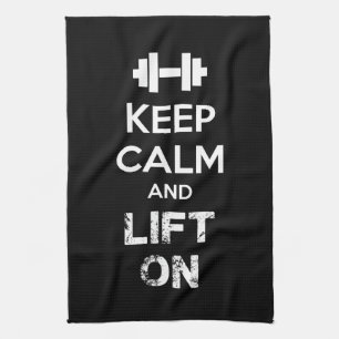 Behålla Lugn och Hiss On - Workout Motivational Kökshandduk