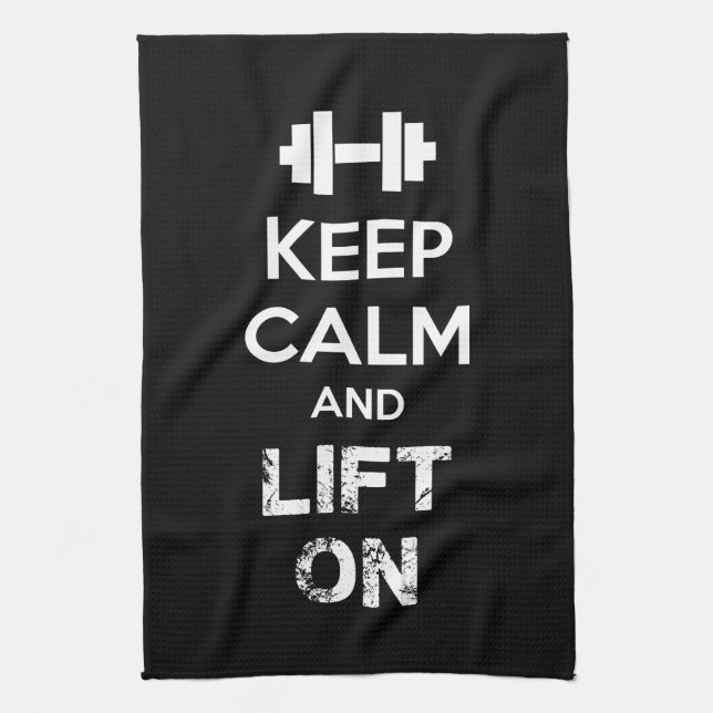 Behålla Lugn och Hiss On - Workout Motivational Kökshandduk (Vertikal)