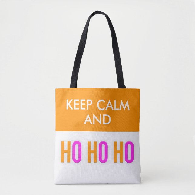 Behålla Lugn och HO HO Jul Tote bags Tygkasse (Framsida)