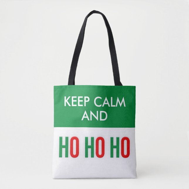 Behålla Lugn och HO HO Jul Tote bags Tygkasse (Framsida)