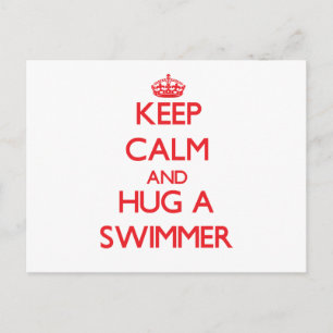Behålla Lugn och Hug a Swimmer Vykort