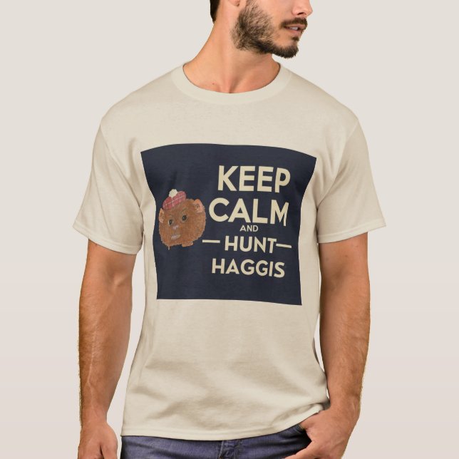 Behålla Lugn och Hunt Haggis Scottish T Shirt (Framsida)