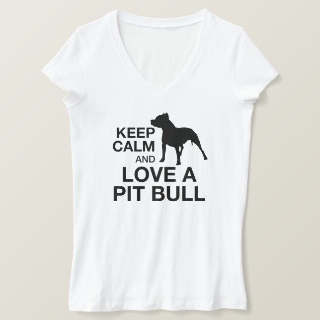 Behålla Lugn och Kärlek A Pit Bull Lodrät ROSA T-shirt (Design framsida)